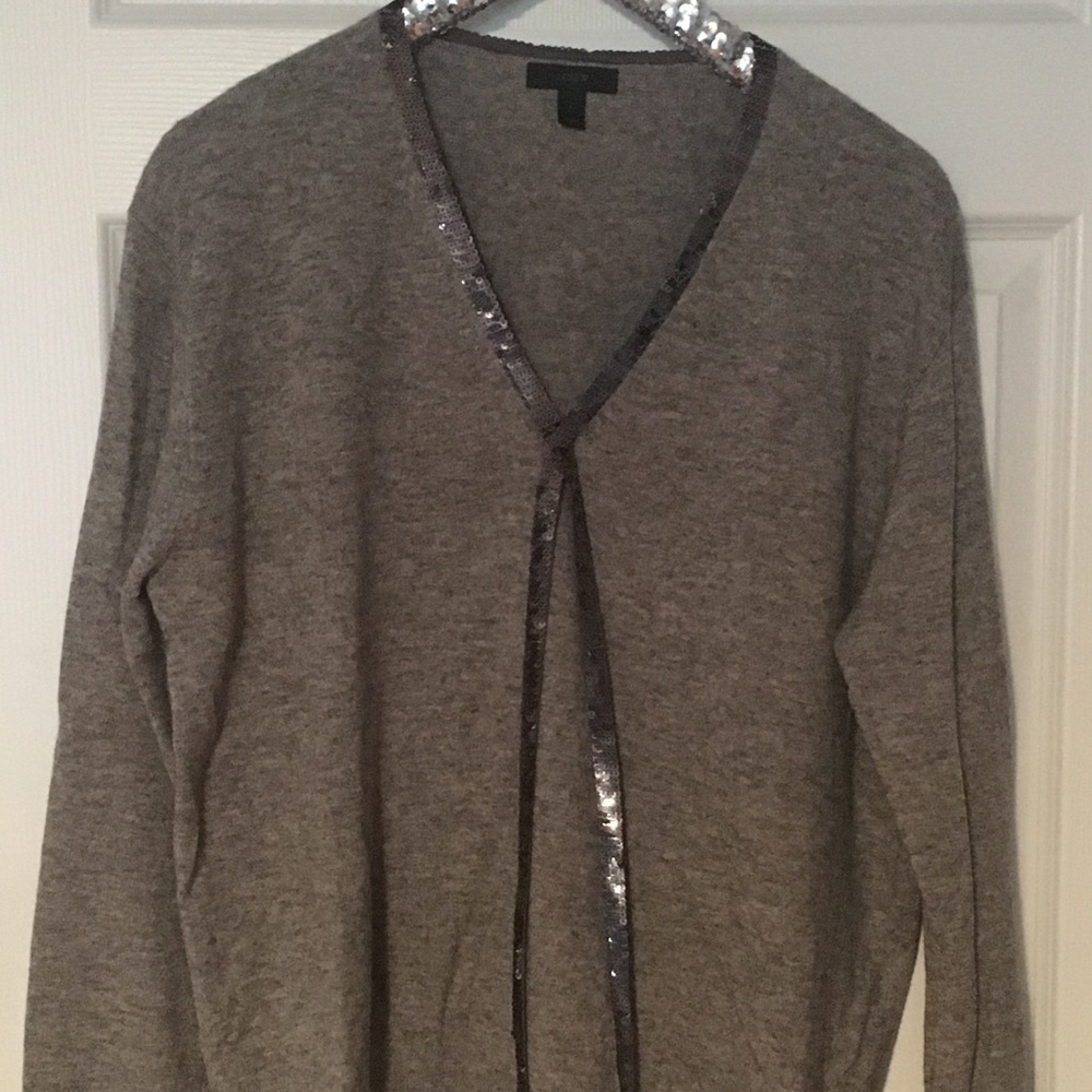 J. Crew Sequin Tie Neck Sweater